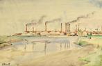 André-Léon Vivrel (1886-1976) - Paysage industriel, Antiek en Kunst