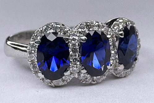 Zonder Minimumprijs - Ring - 18 karaat Witgoud Saffier -, Sieraden, Tassen en Uiterlijk, Ringen