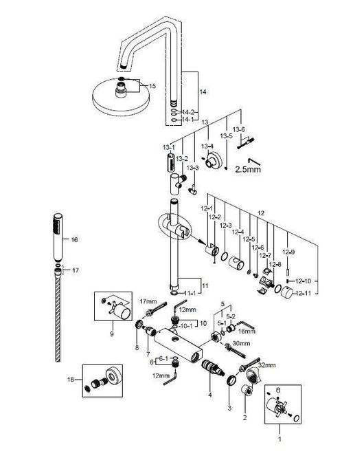 Wiesbaden Cross douche-opbouwset + therm. Mengkraan chroom, Doe-het-zelf en Verbouw, Sanitair, Ophalen of Verzenden