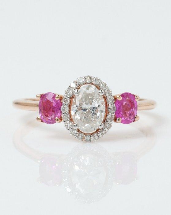 Verlovingsring - 14 karaat Roségoud - 0.98ct. tw. Diamant, Sieraden, Tassen en Uiterlijk, Antieke sieraden