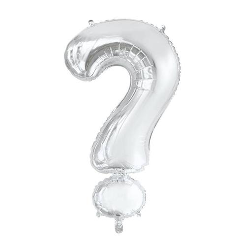Folie Ballon Vraagteken ? Zilver XL 86cm leeg, Hobby en Vrije tijd, Feestartikelen, Nieuw, Verzenden