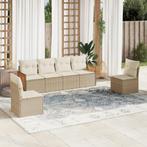 vidaXL 6-delige Loungeset met kussens poly rattan beige, Verzenden, Nieuw, Rotan, Loungeset