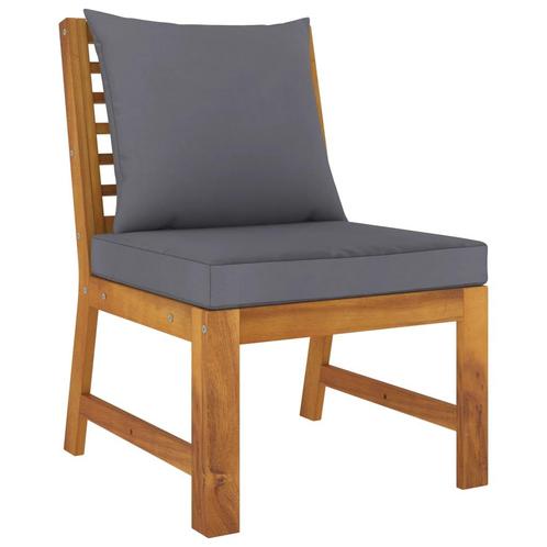 vidaXL Middenbank sectioneel met donkergrijs kussen massief, Tuin en Terras, Tuinsets en Loungesets, Nieuw, Hardhout, Verzenden