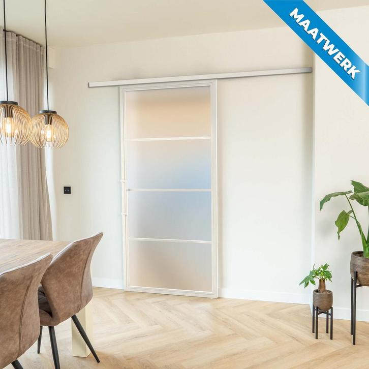 Stalen Schuifdeur met koofsysteem 4 Vlaks Wit Maatwerk Mat g, Doe-het-zelf en Verbouw, Kozijnen en Schuifpuien, Nieuw, Metaal