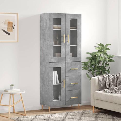 vidaXL buffetkast 69,5x34x180 cm bewerkt hout betongrijs, Huis en Inrichting, Kasten | Buffetkasten, 25 tot 50 cm, Nieuw, Overige houtsoorten