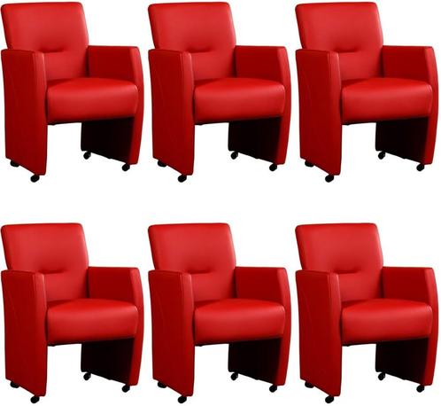 Leren Eetkamerstoelen Pleasure Rood Rode Keukenstoel, Huis en Inrichting, Stoelen, Vijf, Zes of meer stoelen, Rood, Nieuw, Leer