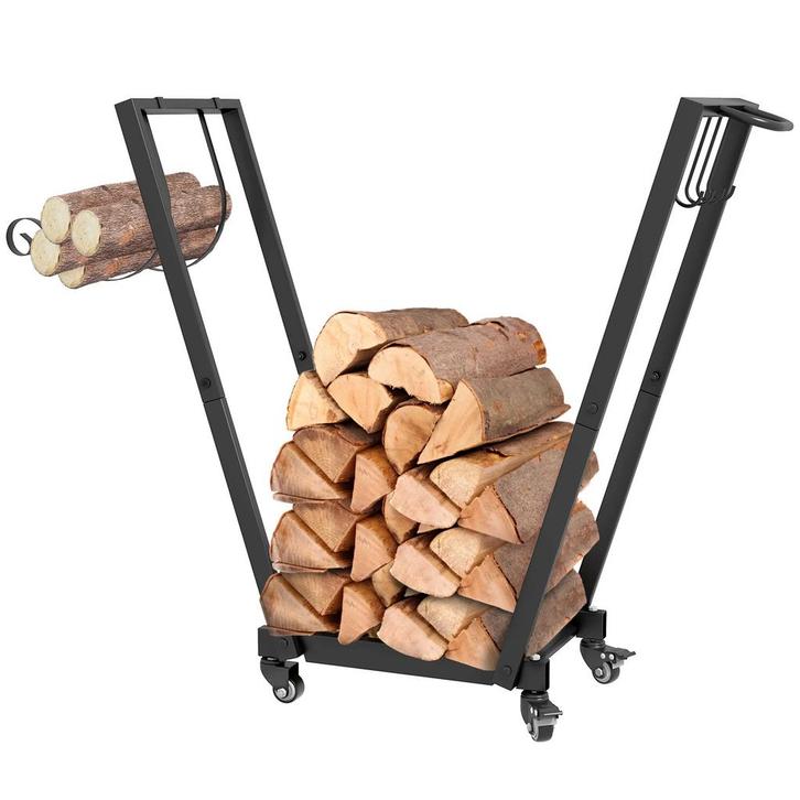 TRUUSK Brandhoutrek Met Wielen - 79 x 30 x 81 cm - Voor Tuin, Huis en Inrichting, Haarden, Nieuw, Verzenden