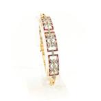 18 Krt. Gouden schakel armband met robijn en diamant; 0,8..., Gebruikt, Overige kleuren, Ophalen of Verzenden, Met edelsteen