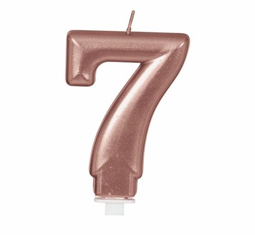 Rose Gouden Kaars 7 Jaar 8cm, Hobby en Vrije tijd, Feestartikelen, Nieuw, Verzenden