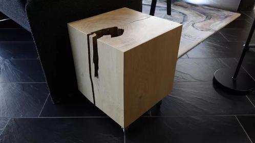 Massief eiken bijzettafel blok op wielen, Huis en Inrichting, Tafels | Bijzettafels, Nieuw, Hout, Vierkant, Ophalen of Verzenden