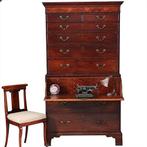 Chest on Chest  Tallboy ca 1790 in mahonie met bureau No910, Ophalen of Verzenden