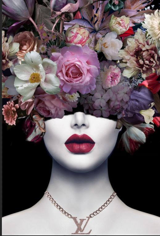 Glasschilderij Vrouw met bloemen| Ter Halle | 594, Huis en Inrichting, Woonaccessoires | Overige, Nieuw, Ophalen of Verzenden