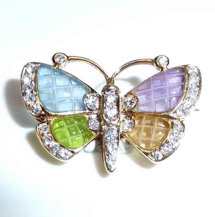 Hanger - 18 karaat Geel goud - 1.80ct. tw. Gemengde, Sieraden, Tassen en Uiterlijk, Antieke sieraden