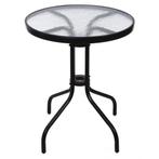 Tuintafel 60cm glas - Zwart - Retourdeal - Balkonproof! 5..., Ophalen of Verzenden, Nieuw, Rond, Metaal
