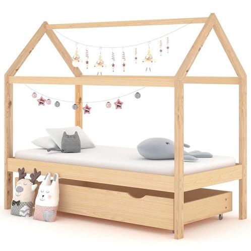 vidaXL Kinderbedframe met lade massief grenenhout 80x160 cm, Kinderen en Baby's, Kinderkamer | Bedden, Nieuw, Verzenden