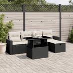 vidaXL 6-delige Loungeset met kussens poly rattan zwart, Verzenden, Nieuw, Rotan, Loungeset
