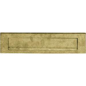 Intersteel Briefplaat met klep/rand messing getrommeld, Tuin en Terras, Brievenbussen, Nieuw, Ophalen of Verzenden