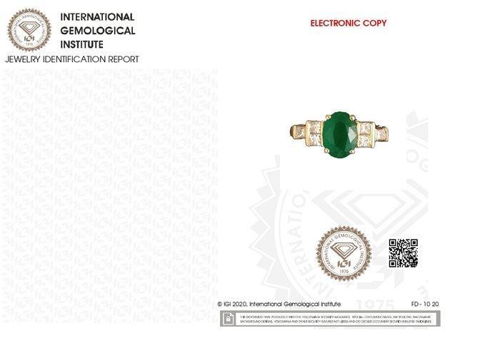 Verlovingsring - 18 karaat Geel goud - 1.36ct. tw. Smaragd -, Sieraden, Tassen en Uiterlijk, Antieke sieraden