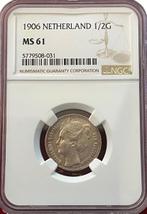 Koningin Wilhelmina - halve gulden 1906 - MS61 NGC, Zilver, Losse munt, Verzenden