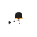 Wandlamp zwart met zwarte kap en verstelbare arm - Ladas, Huis en Inrichting, Lampen | Wandlampen, Nieuw, Overige stijlen