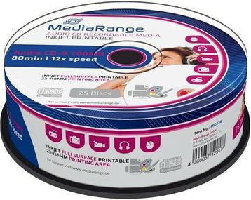 Mediarange CD-R 80 Min Audio Music Inkjet Printable 25 Stuks beschikbaar voor biedingen