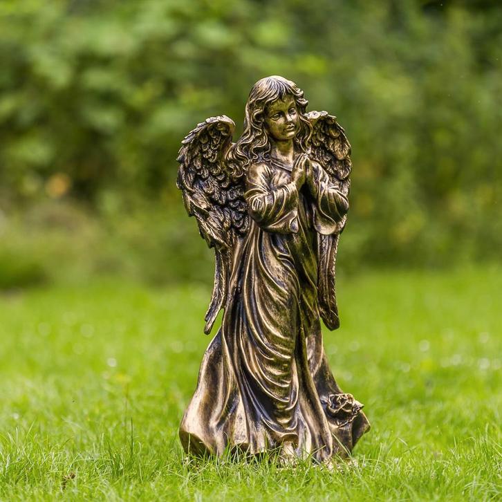 Beeld: Bronskleurige Engel, Antiek en Kunst, Curiosa en Brocante, Ophalen of Verzenden