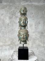 sculptuur, Bronze sculpture of Buddha Heads 3 - Patinated -