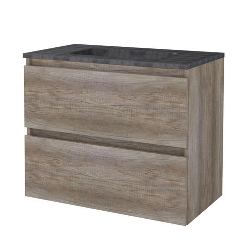 Badmeubelset BWS Salt 80x46cm Greeploos 2 Lades Met Wastafel, Doe-het-zelf en Verbouw, Sanitair, Bad, Nieuw, Chroom, Ophalen of Verzenden