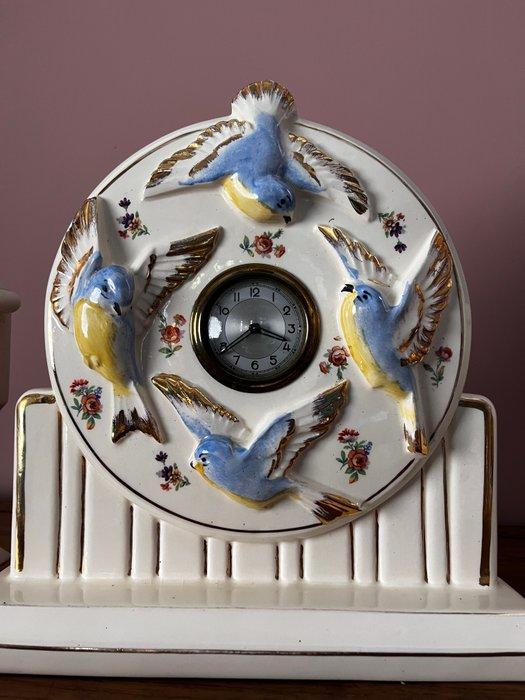 Klok - Art Deco - Faience - 1930-1940 - Art Deco klokstel, Antiek en Kunst, Antiek | Klokken