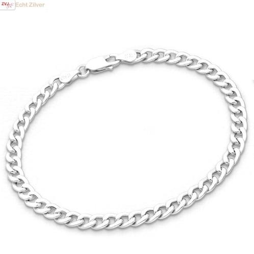 Zilveren 5 mm holle gourmet schakel armband, Sieraden, Tassen en Uiterlijk, Armbanden, Nieuw, Verzenden