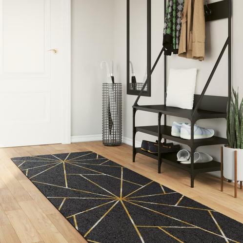 vidaXL Vloerkleed wasbaar anti-slip 80x300 cm zwart en, Huis en Inrichting, Stoffering | Tapijten en Kleden, Zwart, Nieuw, Verzenden