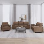 vidaXL 3-delige Loungeset met kussens stof bruin, Huis en Inrichting, Banken | Bankstellen, Verzenden, 150 tot 200 cm, Nieuw, Stof