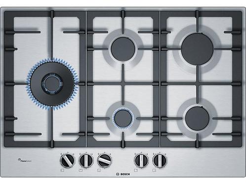 Bosch - Gas Kookplaat - Zilver, Witgoed en Apparatuur, Kookplaten, Gas, Nieuw, 5 kookzones of meer, Verzenden