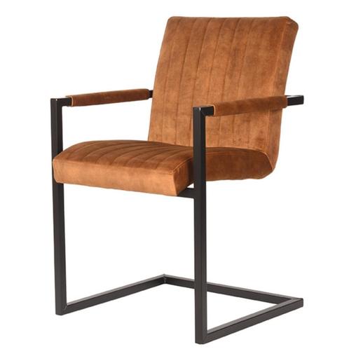 LABEL51 Eetkamerstoel Milo - Oker - Velours, Huis en Inrichting, Stoelen, Ophalen of Verzenden
