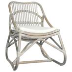 vidaXL Stoel rattan en linnen grijs, Huis en Inrichting, Fauteuils, Verzenden, Nieuw