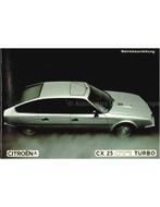 1986 CITROEN CX 25 GTI TURBO INSTRUCTIEBOEKJE DUITS