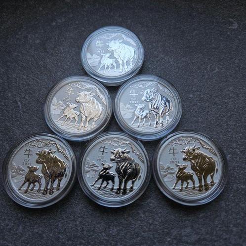 Australië. 50 Cents 2021 Lunar III, 6 x 1/2 oz(.999), Postzegels en Munten, Munten | Europa | Niet-Euromunten