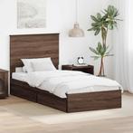 vidaXL Opslag bed met hoofdeinde Bruin Eiken 75 x 190 cm, Huis en Inrichting, Verzenden, Nieuw, Bruin, Hout