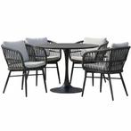 Arezzo Flair dining tuinset 5-delig antraciet 120xH75cm, Ophalen of Verzenden, Nieuw