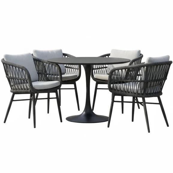 Arezzo Flair dining tuinset 5-delig antraciet 120xH75cm, Tuin en Terras, Tuinsets en Loungesets, Nieuw, Ophalen of Verzenden