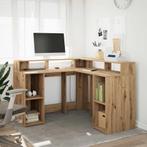 vidaXL Bureau met LED-verlichting 130x130x91 cm hout, Verzenden, Nieuw
