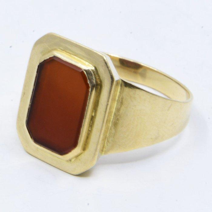 Ring - 18 karaat Geel goud - 2.73ct. tw. Carneool, Sieraden, Tassen en Uiterlijk, Ringen