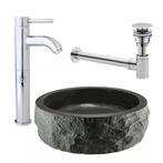 Waskom natuursteen inclusief hoge kraan en luxe afvoer set, Verzenden, Nieuw