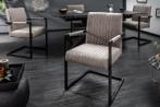 Moderne sledefauteuil BIG ASTON taupe geborsteld ijzeren, Huis en Inrichting, Stoelen, Ophalen of Verzenden, Nieuw