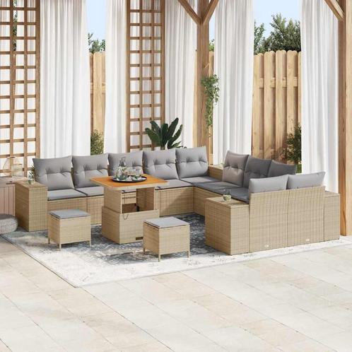 vidaXL Tuin Sofa Set in hoogte verstelbaar 13 pcs Beige poly, Tuin en Terras, Tuinsets en Loungesets, Nieuw, Verzenden