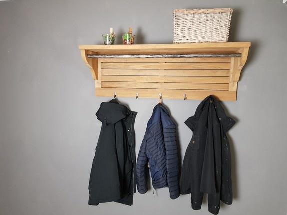Teak wandkapstok 130cm - Naturel, Huis en Inrichting, Badkamer | Badkamermeubels, 25 tot 50 cm, Nieuw, Overige typen, Minder dan 100 cm