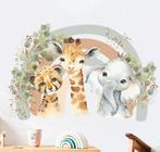 Grote muur- of deur stickerset Jungle Animals Rainbow, Kinderen en Baby's, Kinderkamer | Inrichting en Decoratie, Verzenden, Nieuw
