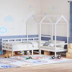 vidaXL Kinderbed met bank en huisje massief grenenhout wit, 90 cm, Eenpersoons, Verzenden, Wit