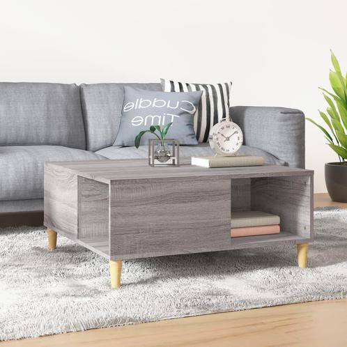 vidaXL Salontafel 80x80x36,5 cm bewerkt hout grijs sonoma, Huis en Inrichting, Tafels | Salontafels, 50 tot 100 cm, Nieuw, Overige houtsoorten