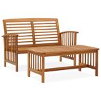 vidaXL 2-delige Loungeset massief acaciahout, 2 zitplaatsen, Verzenden, Nieuw, Loungeset